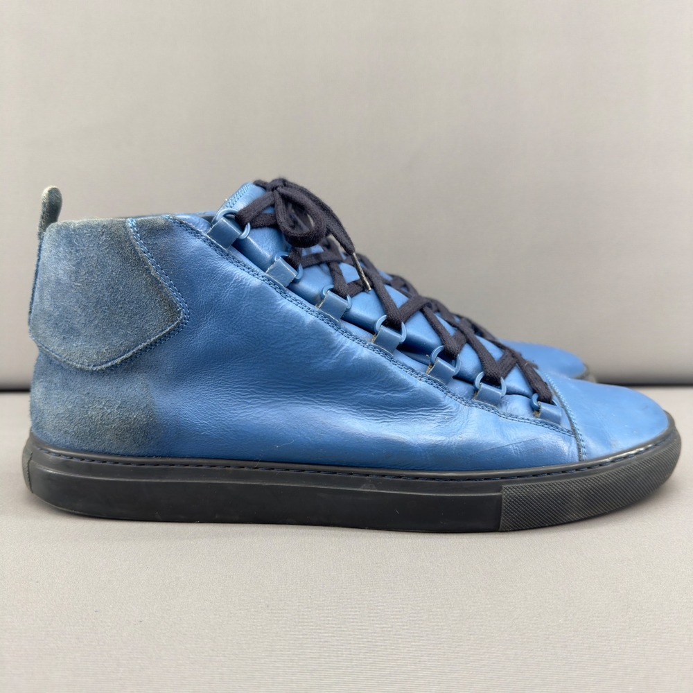 Balenciaga Arena Blue Leather High Top Sneakers Men's Size 12US/45EU - Picture 5 of 11